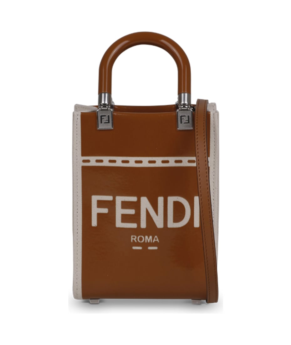 FENDI: Step Out leather and fabric bag with jacquard FF monogram - Leather