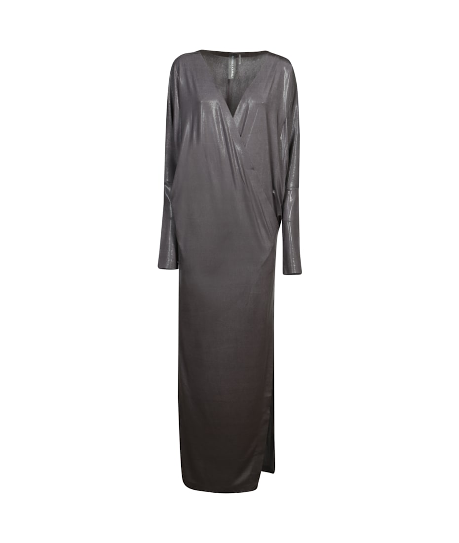 Norma Kamali Grey Long Wrap Side Slit Dress | italist
