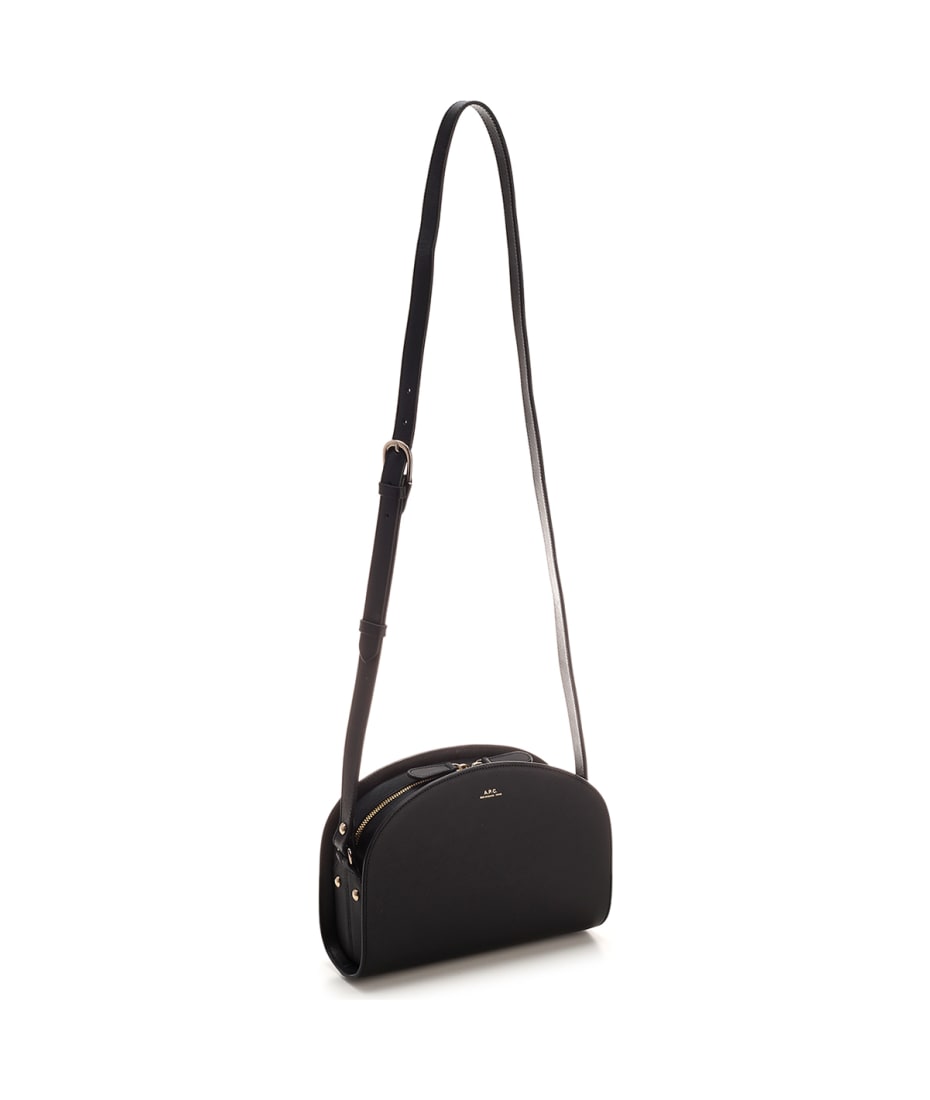 Demi Lune Leather Shoulder Bag in Black - A P C