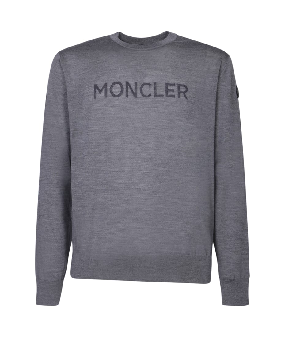 MONCLER グレー Vネックセーター M Moncler Grey Crew Neck Sweater | italist
