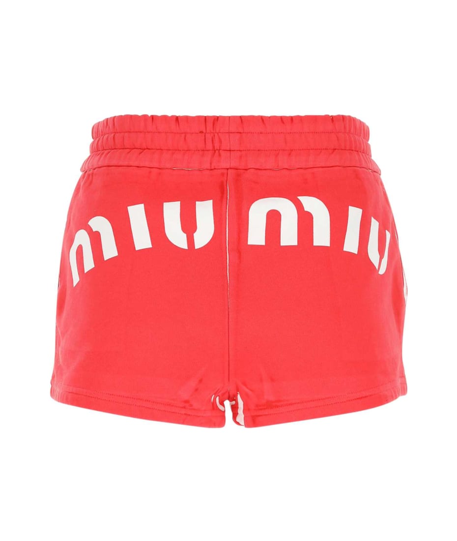 Miu Miu｜PEDORAS (5HC342 2CQU F0N86) Miu Miu Red Cotton Shorts | italist