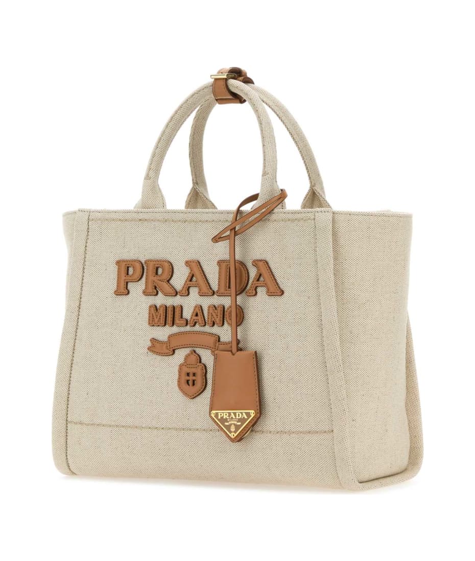 Prada Sand Canvas Shopping Bag - NATURALE
