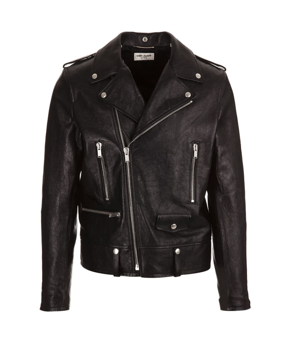 Saint Laurent Black Leather Motorcycle Jacket | italist
