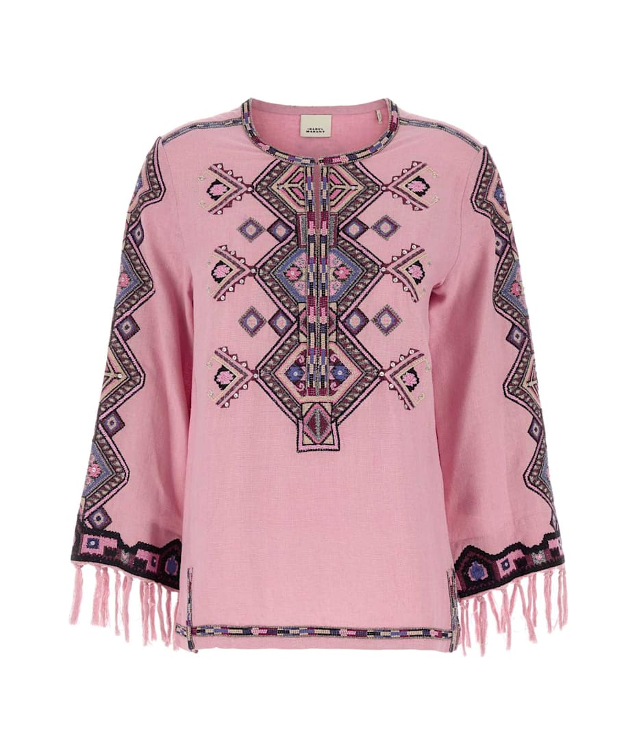 Isabel Marant 'zelda' Pink Blouse With Fringed Cuffs And All