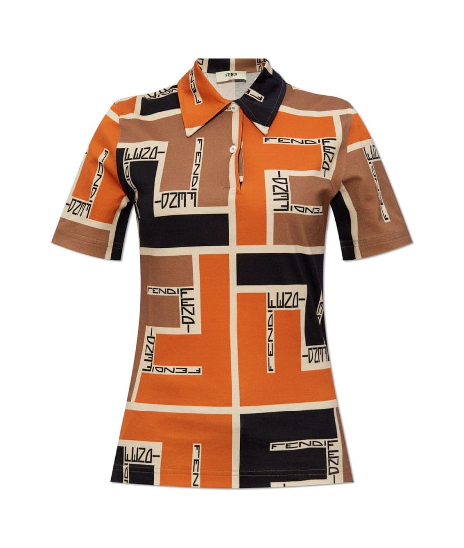 【関税込み】fendi 'FF' polo shirt Fendi Ff Motif Short Sleeved Polo Shirt | italist