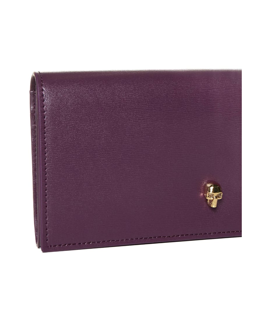 Alexander McQueen Skull Leather Wallet-on-chain - Rosso