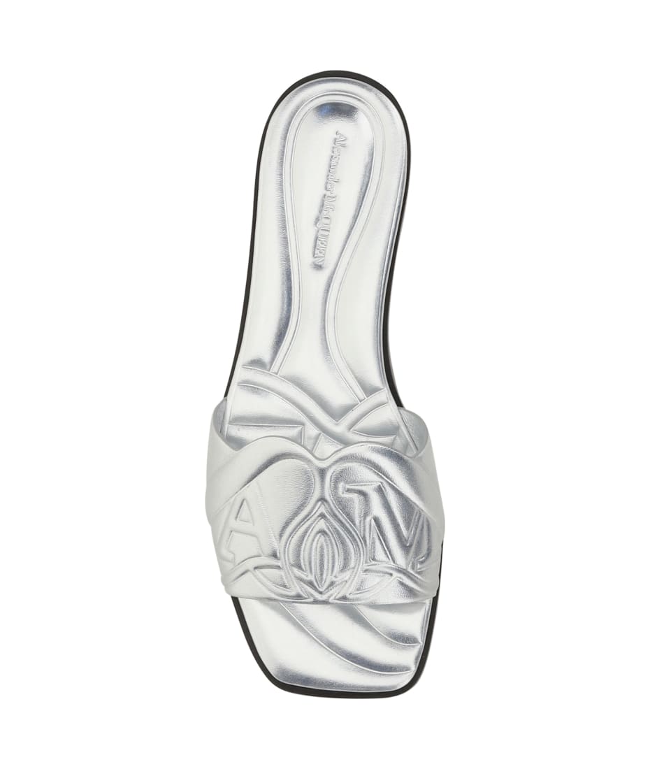 サンダル・ミュール alexander mcqueen Silver leather slippers Alexander Mcqueen The Seal Embossed Slip-On Slides, Brand