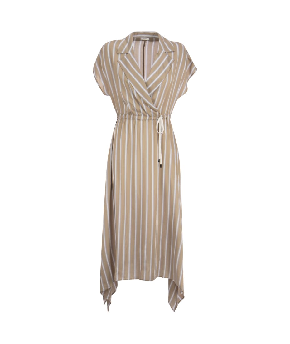 Peserico Striped Silk And Viscose Blend Dress With Lapels | italist, ALWAYS  LIKE A SALE