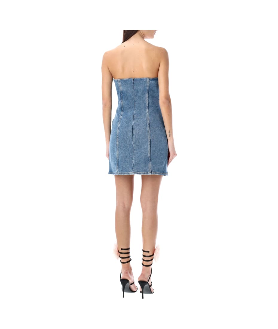 white christmas dresses Strapless Hourglass Denim Corset Midi Dress In Light Blue main image 0