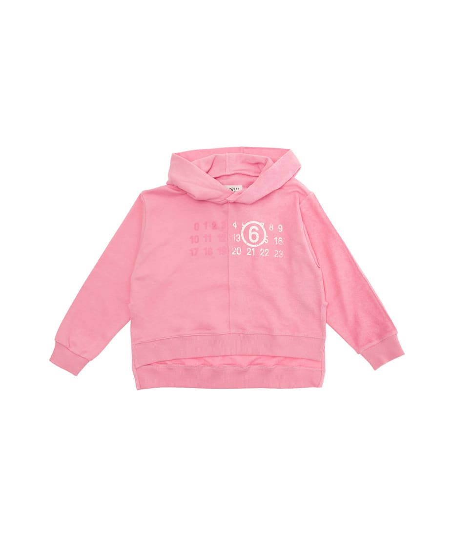 MM6 Maison Margiela Pink Hooded Sweatshirt With Logo Print