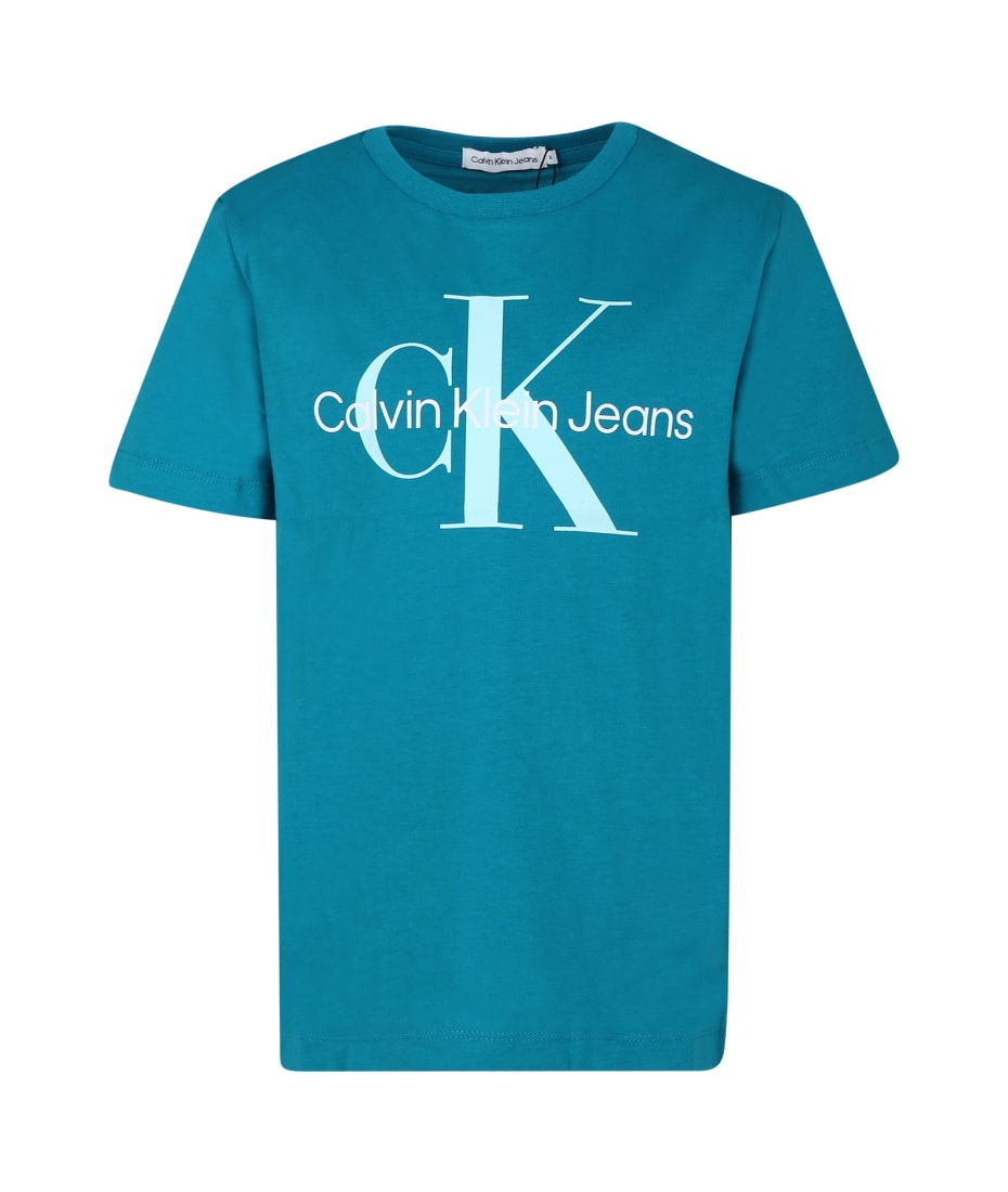 Calvin Klein Green T shirt For Boy With Logo italist ALWAYS LIKE A SALE