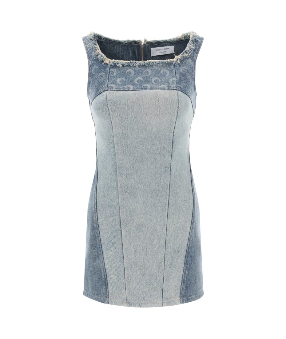 ワンピース MARINE SERRE Regenerated Denim Mini Dress Marine Serre Regenerated Denim Mini Dress — SLOW WAVES