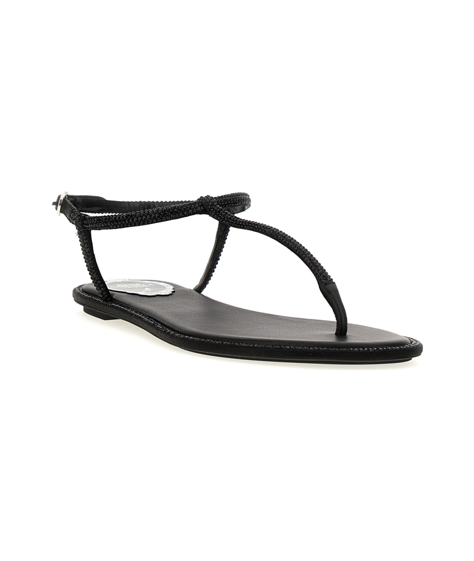 Black Diana Low Jewel Sandal