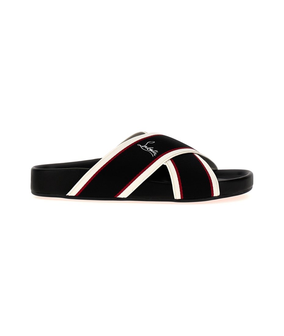 Christian Louboutin 'hot Cross Bizz Flat' Sandals - Black  