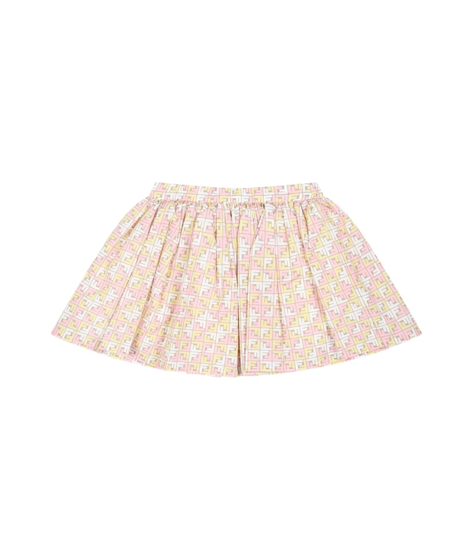 Fendi Ivory Skirt For Baby Girl With Iconic Ff - Ivory