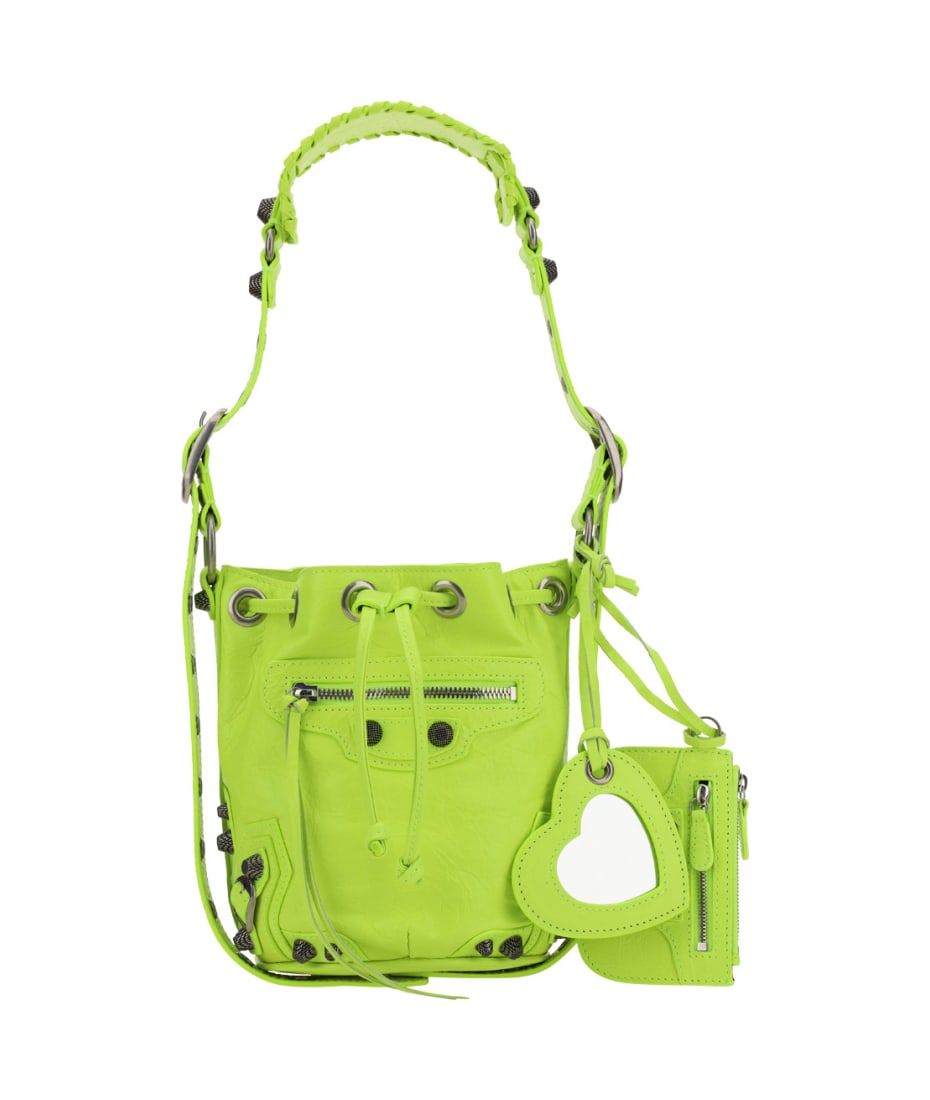 ショルダーバッグ・ポシェット BALENCIAGA Fluo yellow leather Le Cagole XS bucket bag Balenciaga Fluo Yellow Leather Le Cagole Xs Bucket Bag