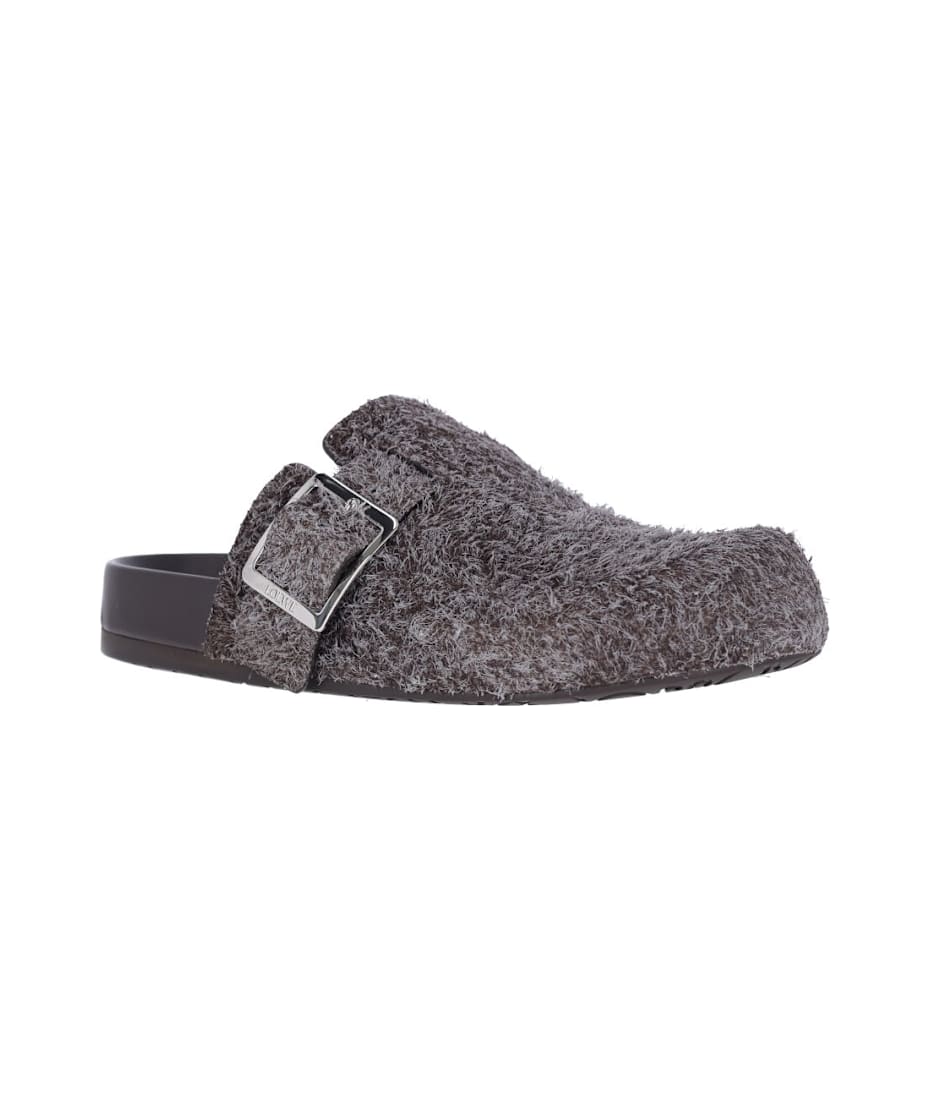 VIP【関税送料無料】希少 Loewe Ease Buckle Sabot in suede Ease Buckle sandal in vegetal calfskin Black - LOEWE