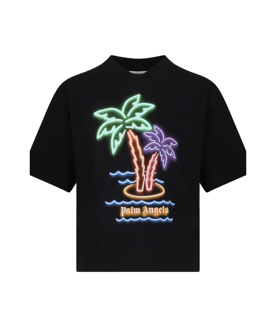 Palm Angels Black T-shirt For Boy With Palm Tree | italist, ALWAYS