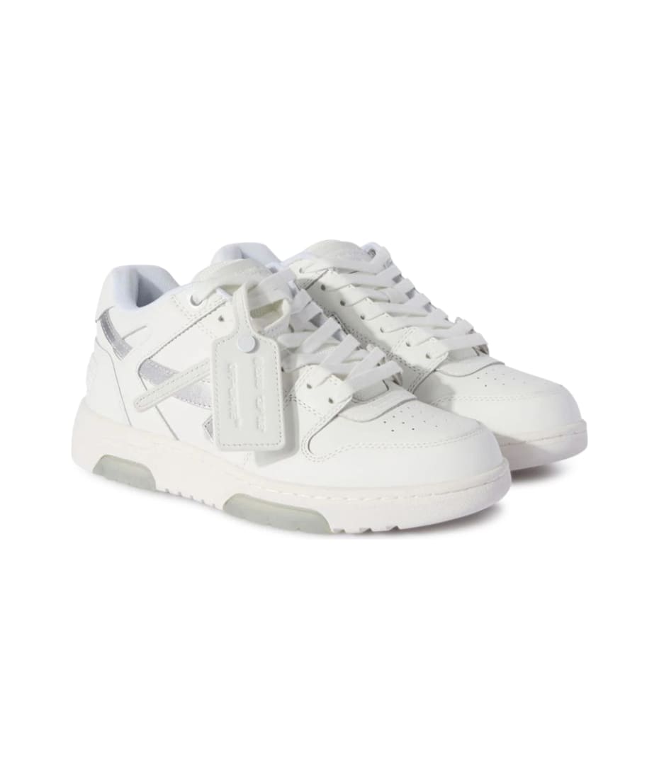 Out of Office Sneakers in White/Silver Leather