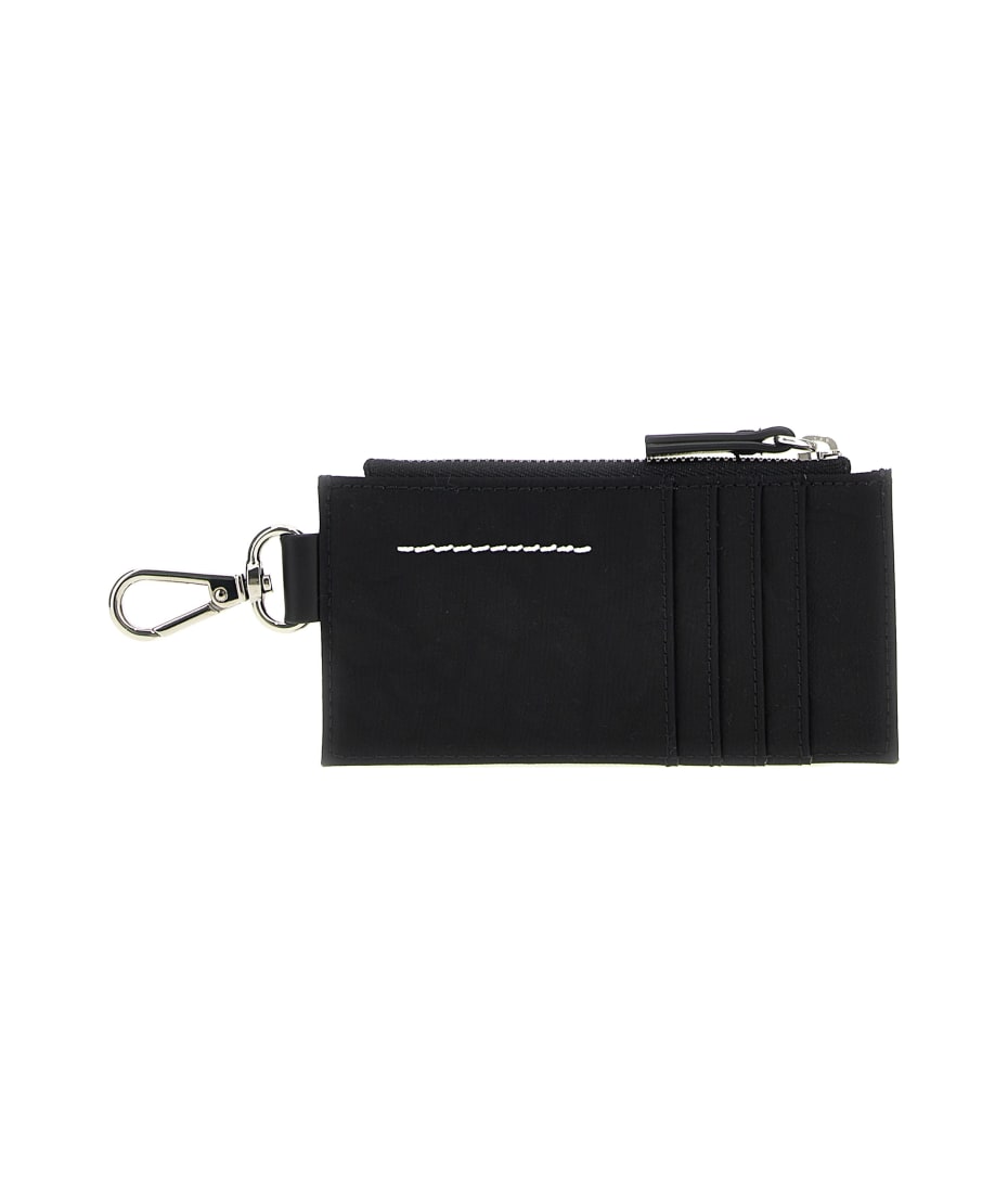 【MM6 Maison Margiela】 Signature Embossed Card Holder Black Maison Margiela MM6 Japanese 6 Card Holder in Black