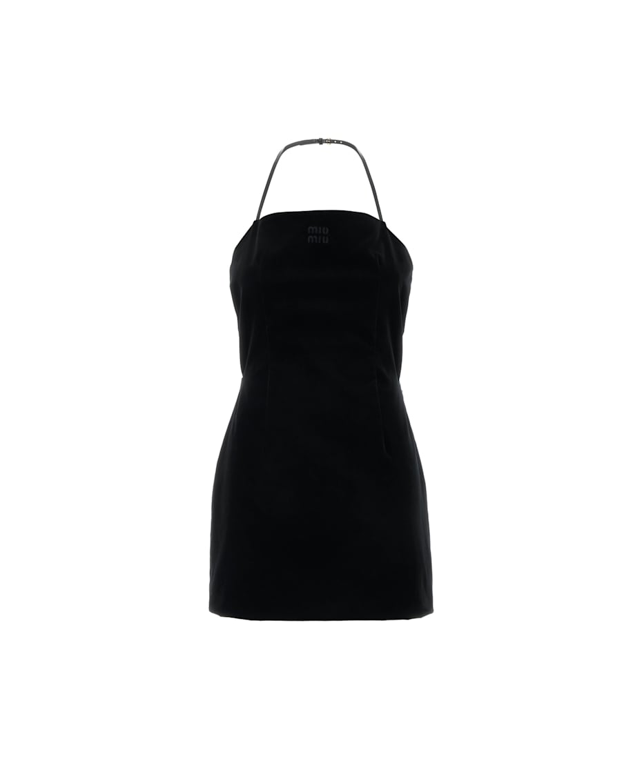 ワンピース Miu Miu Black Stretch Velvet Mini Dress Miu Miu Black Stretch Velvet Mini Dress | italist