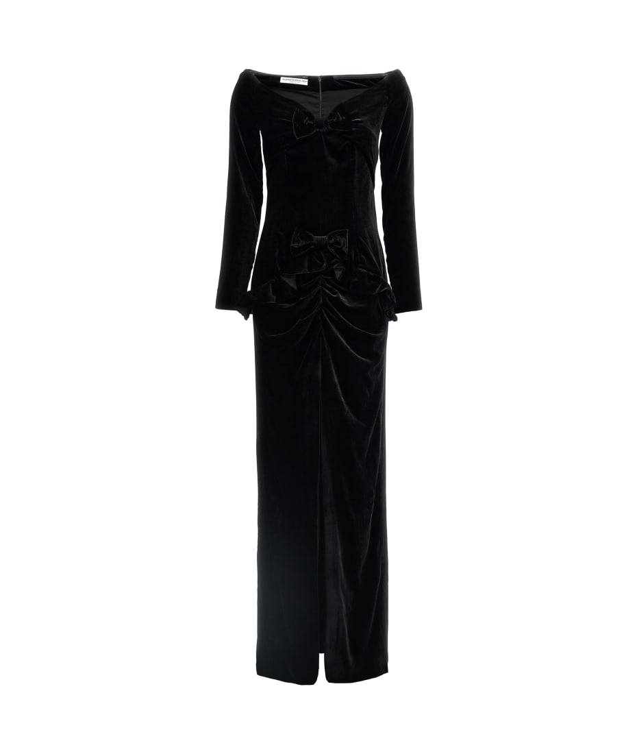 【関税込み】ALESSANDRA RICH VELVET OFF THE SHOULDER DRESS Alessandra Rich off-shoulder Velvet Mini Dress | Black