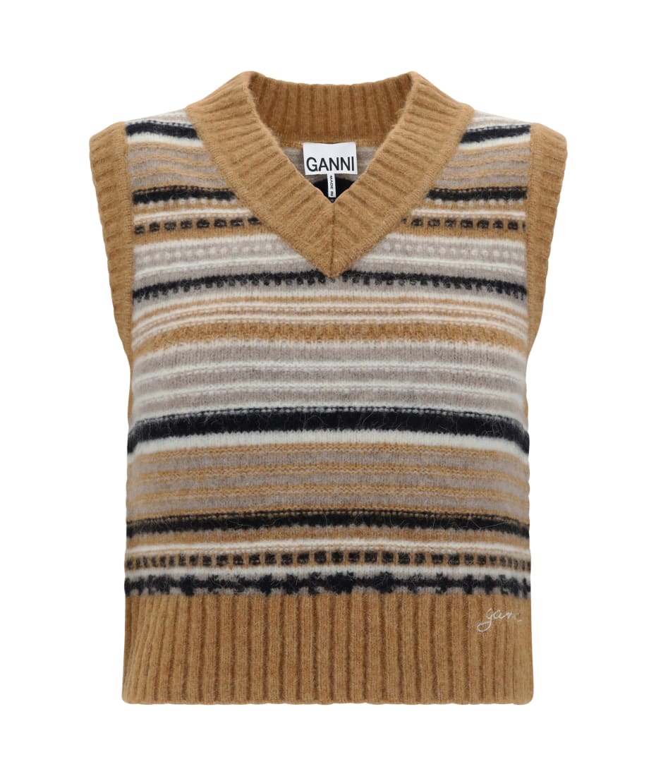 【関税＆送料込み】Ganni Wool Vest Ganni Jacquard-Wool Vest - XXS | Coggles