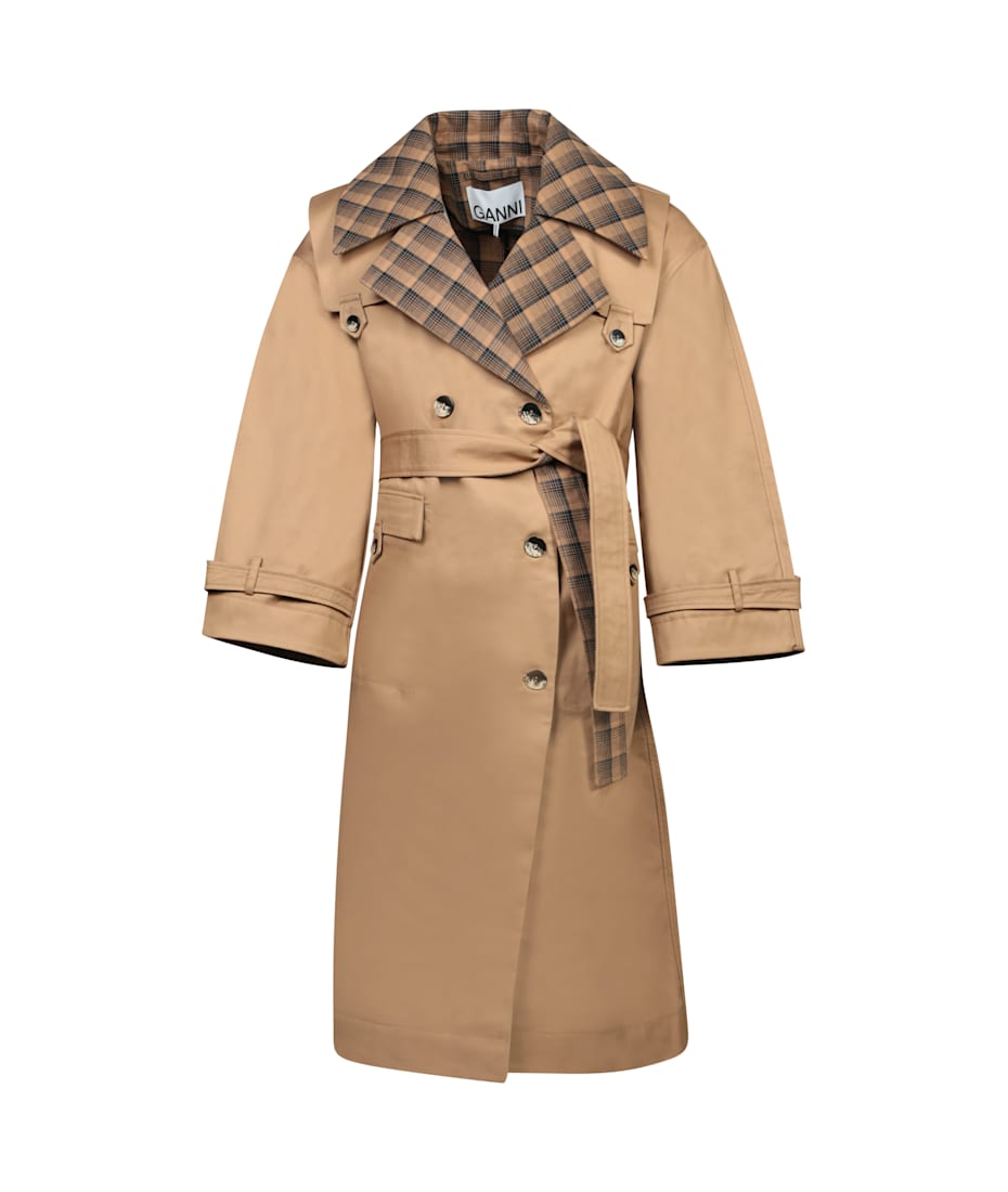 24AW【GANNI】Beige Bonded Cotton Over Trench Ganni Beige Bonded Cotton Over Trench | italist