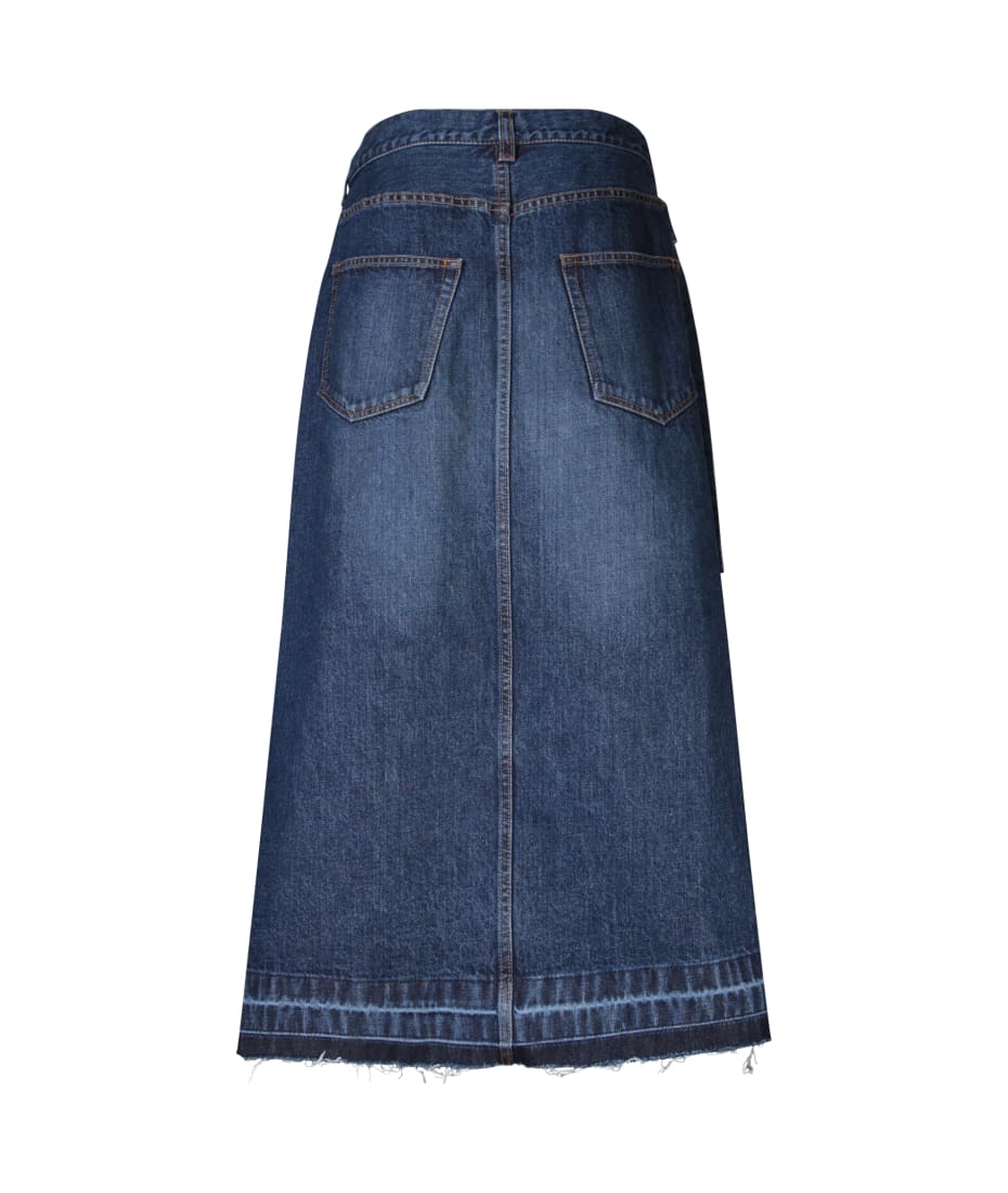 【送料&関税込】Sacai Blue Denim Skirt Sacai Blue Asymmetric Denim Skirt | italist