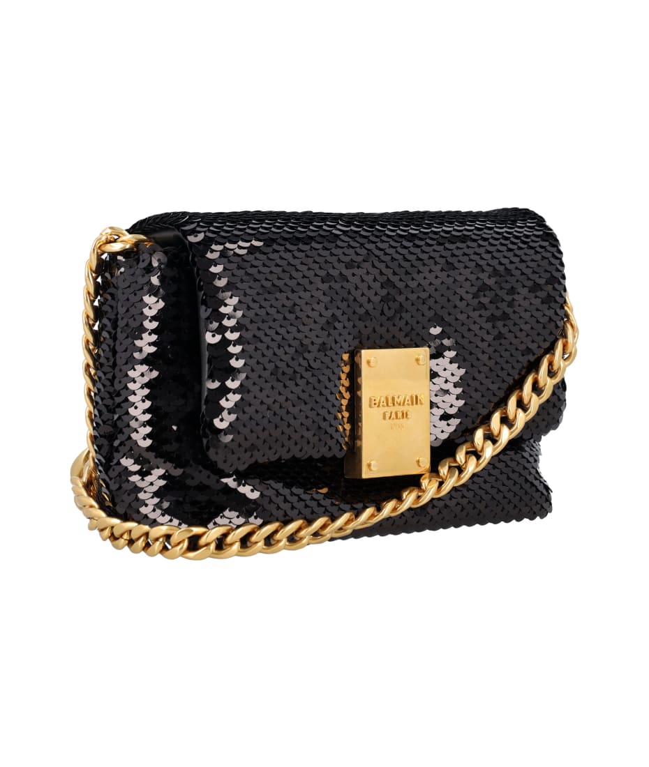 BALMAIN 1945ミニショルタハック DN1BJ796TSQA 0PA 1945 Soft mini bag with jacquard monogram - Women | BALMAIN
