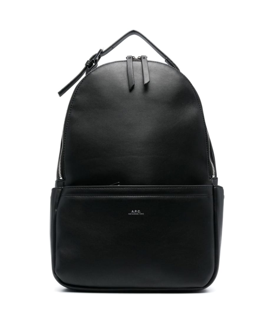 A.P.C logo-stamp Faux-Leather Backpack - Black