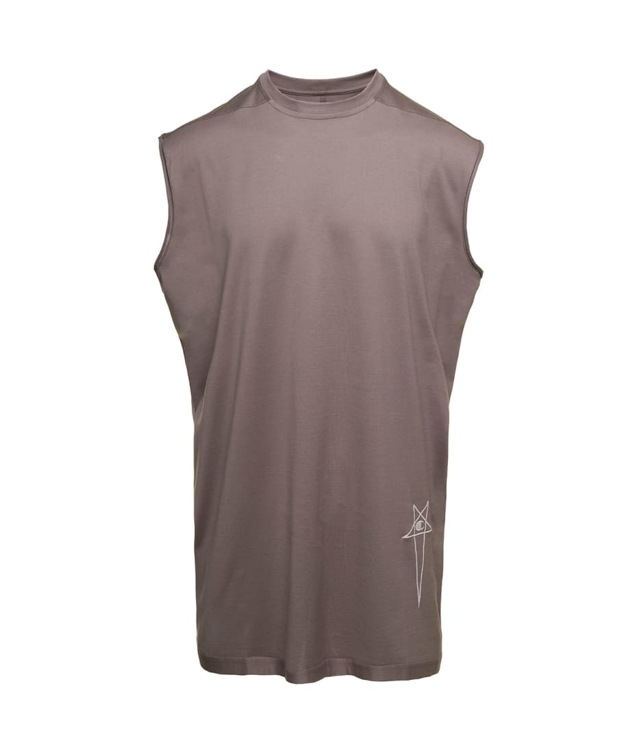 Rick Owens 'tarp T' Grey Sleeveless Top With Small Pentagram