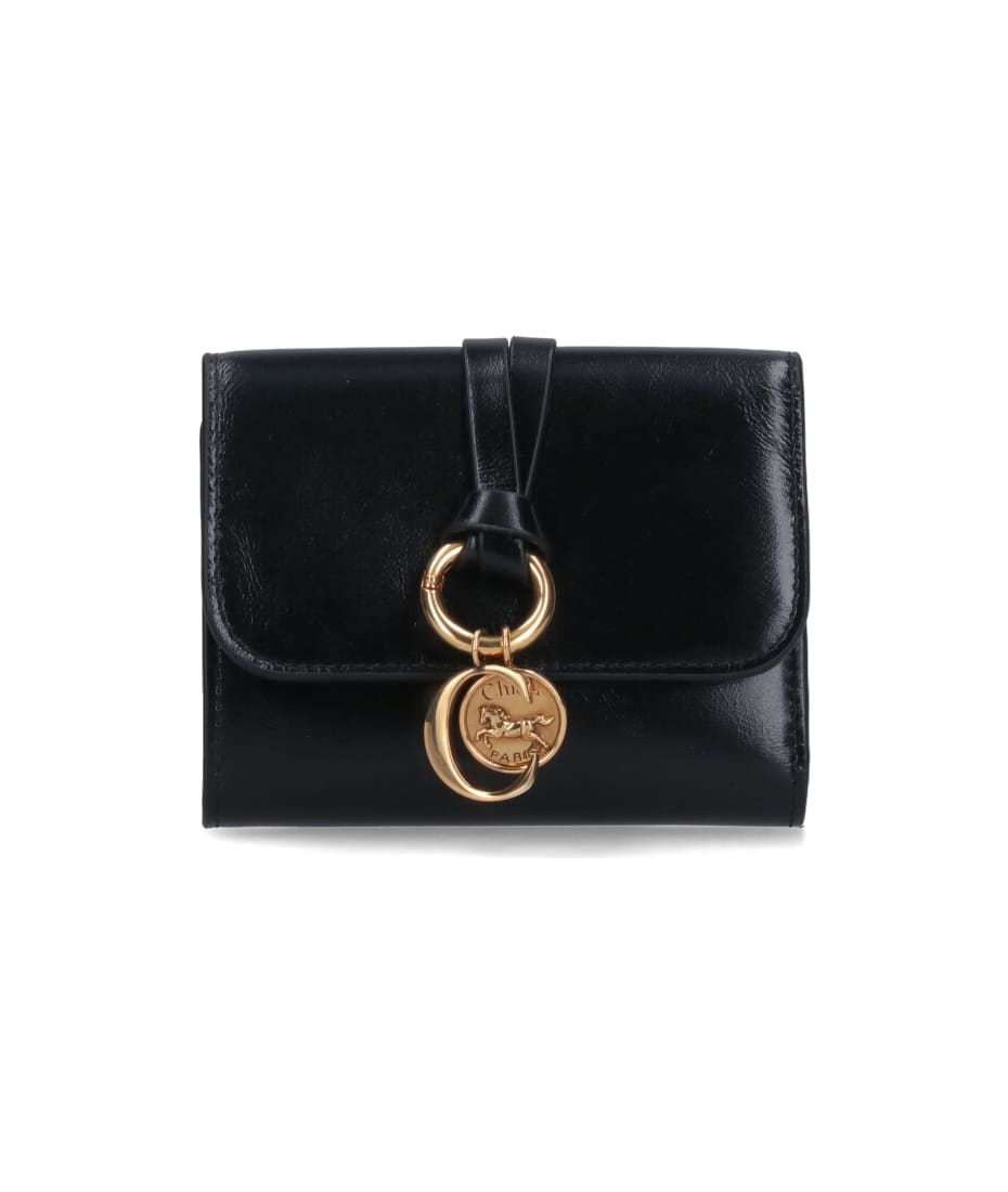 【CHLOE】alphabet Wallet Chloé Alphabet Wallet With Flap In Grained Leather in Light