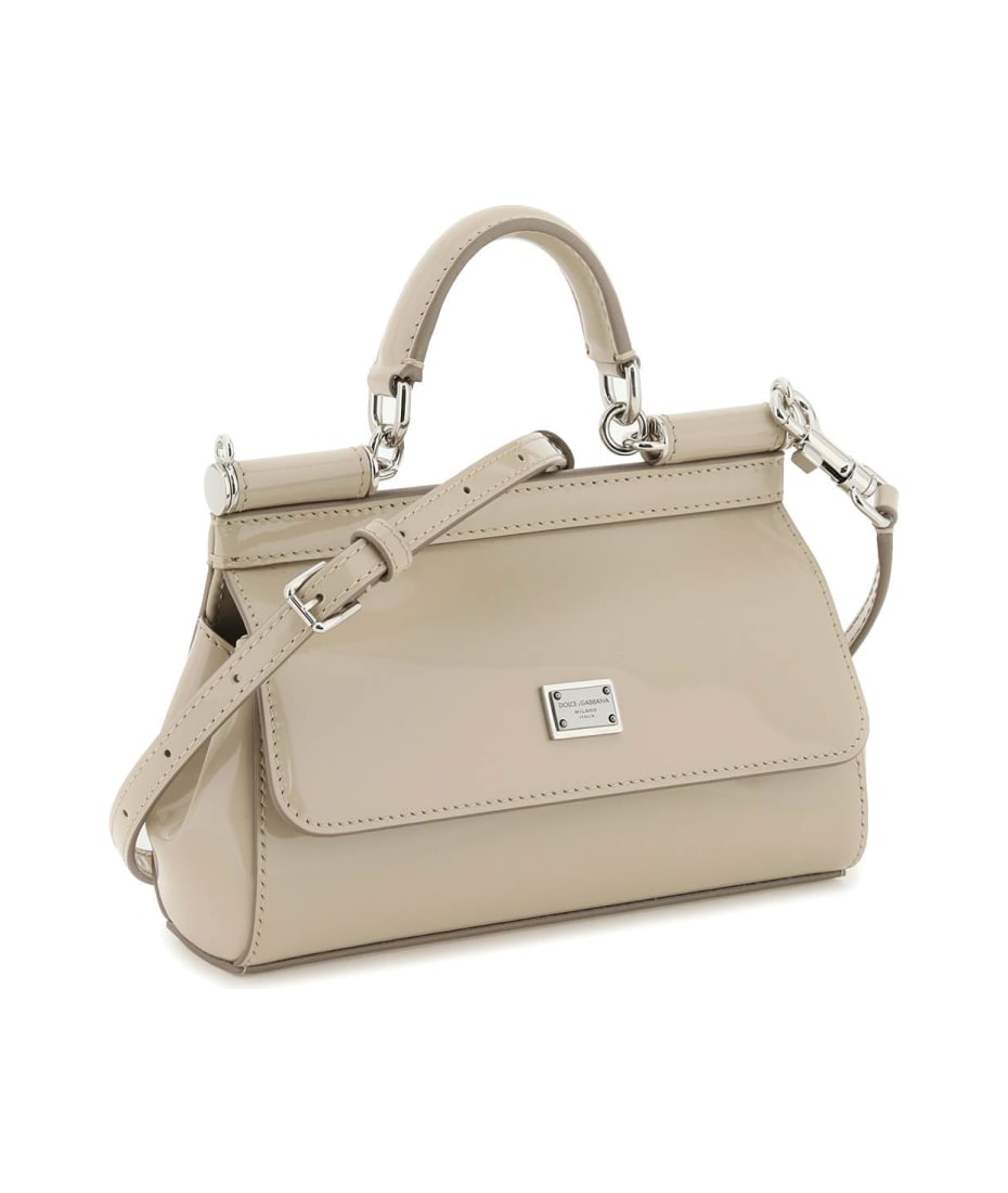 Dolce & Gabbana Patent Leather Small 'sicily' Bag - CAPPUCCINO 2 (Beige)