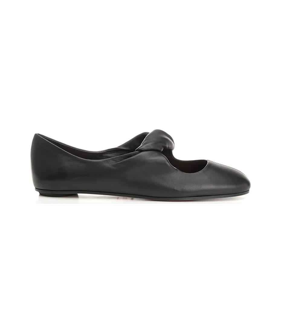 フラットシューズ alexander mcqueen FW25 LEATHER BALLERINA (838131 WIAEW1386) Alexander McQueen Black Leather Ballerina Shoes | italist