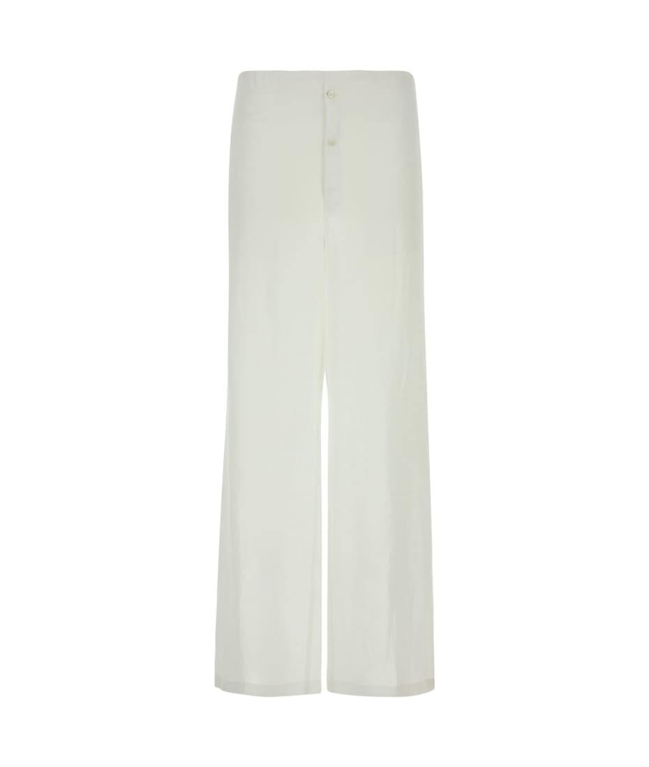 Prada White Cotton Wide-leg Pant - BIANCO