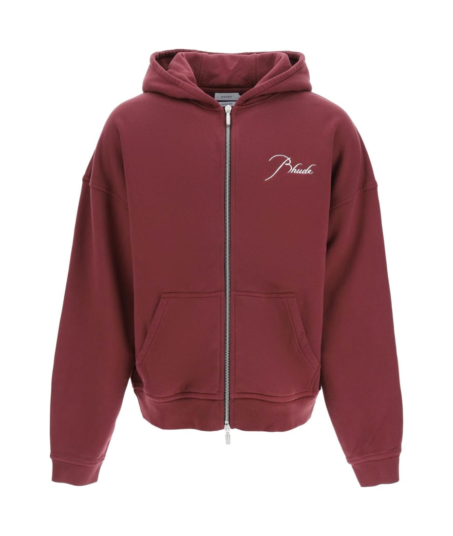 トップス rhude embroiodered logo zip sweatsh RHUDE logo-emboridered quarter-zip Sweatshirt | Yellow
