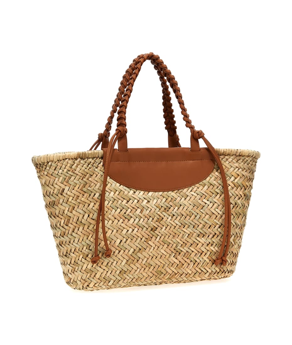 TwinSet Raffia Shopping Bag - Brown