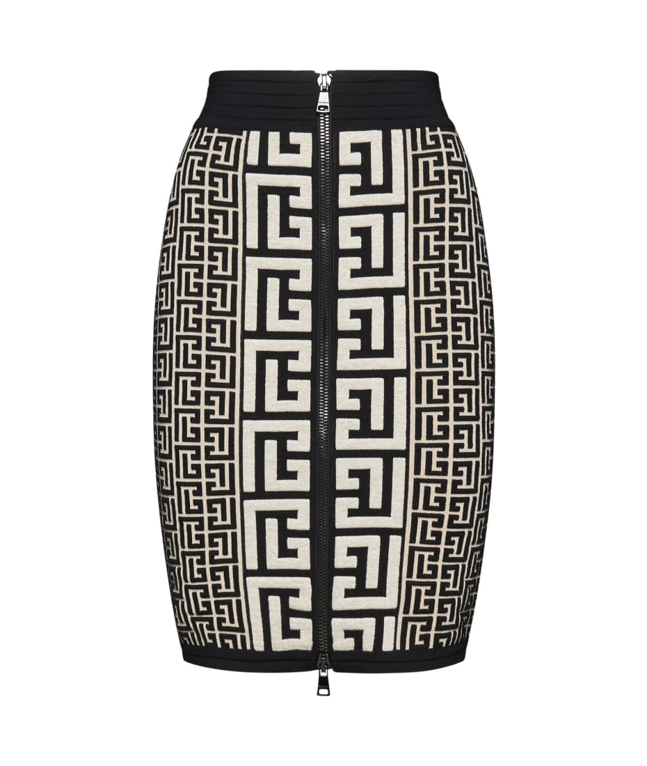 【送料&関税込】Balmain Hw Monogram Knit Knee Skirt Balmain Hw Monogram Knit Knee Skirt | italist