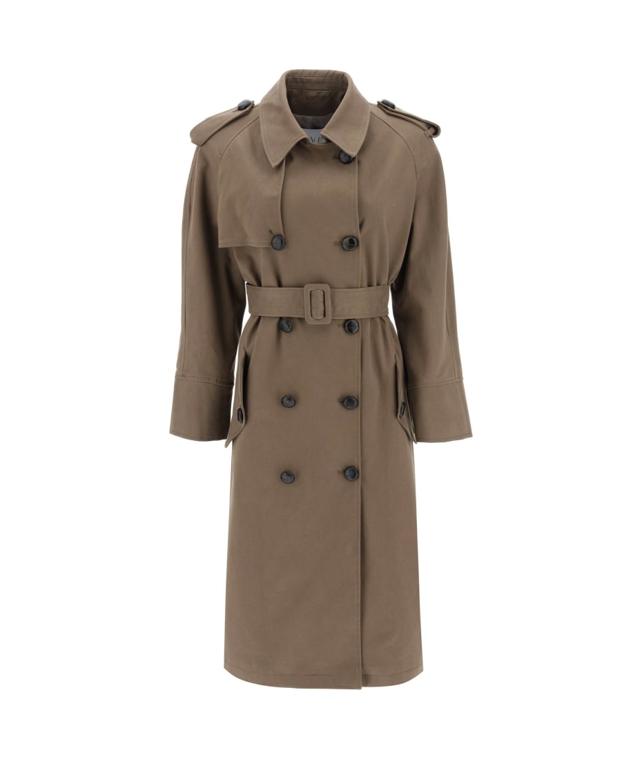 BOSS - Double-breasted trench coat in Italian stretch cotton