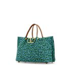 【関税&送料込】Valentino Garavani Two-Tone Raffia Medium Sh Valentino Garavani - Natural Crochet Raffia Roman Stud Tote
