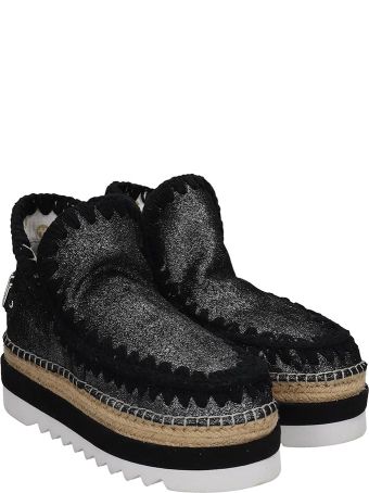 black jute low ankle boot