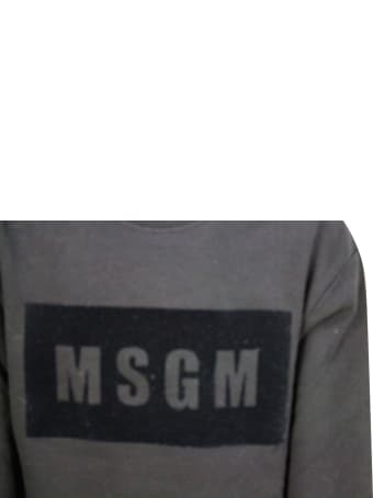 MSGM Long-sleeved Crewneck Sweatshirt In Cotton With Flocked Writing