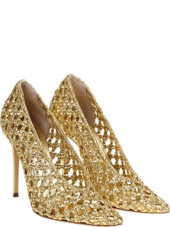 Casadei Pumps Versilia With Straw Color Gold