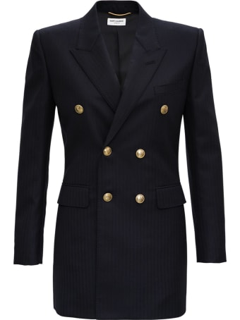 Saint Laurent Double-breasted Blazer In Wool Twill