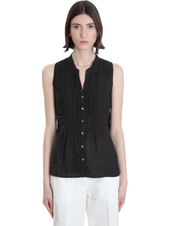 120% Lino Shirt In Black Linen