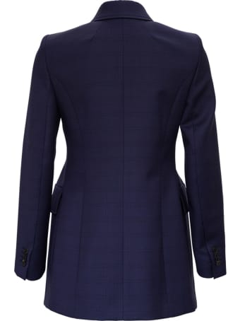 Balenciaga Double-breasted Blue Check Wool Blazer