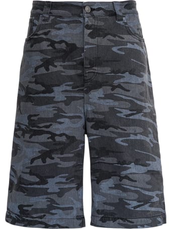 Balenciaga Camouflage Denim Bermuda Shorts