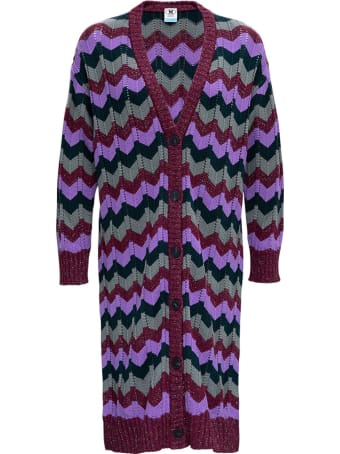 M Missoni Zig Zag Long Cardigan In Wool Blend