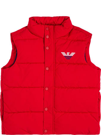 Emporio Armani Red Nylon Sleeveless Vest With Logo
